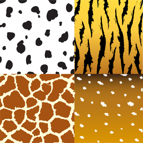 Wild animal skin pattern vector set 06