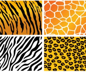 Wild animal skin pattern vector set 08