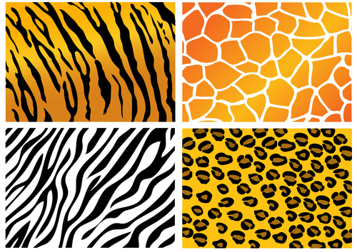 Wild animal skin pattern vector set 08