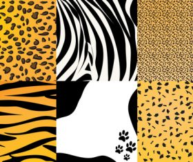 Wild animal skin pattern vector set 09