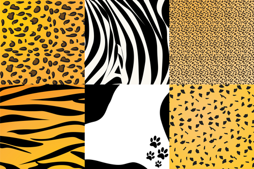 Wild animal skin pattern vector set 09