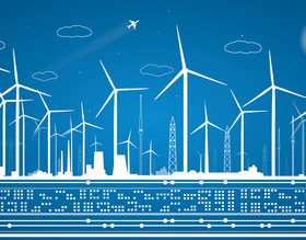 Wind power design blueprint vector