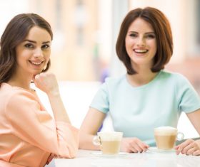 Woman chatting over coffee Stock Photo 03