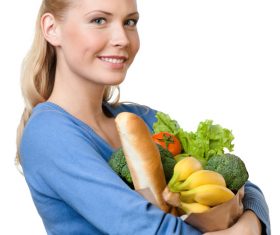 Woman holding food bag Stock Photo 03