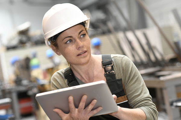 Woman using Tablet PC Stock Photo