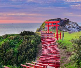 Wooden buildings by the sea Stock Photo