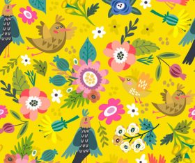 Yellow bright spring floral pattern vector
