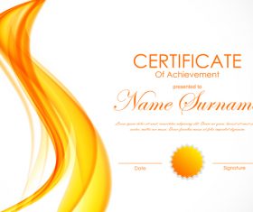 Yellow styles certificate template vector 01