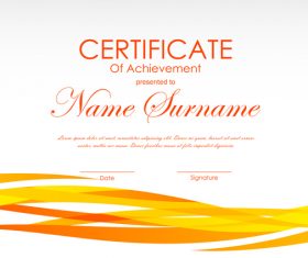 Yellow styles certificate template vector 02