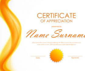 Yellow styles certificate template vector 03