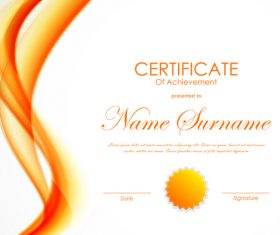 Yellow styles certificate template vector 04
