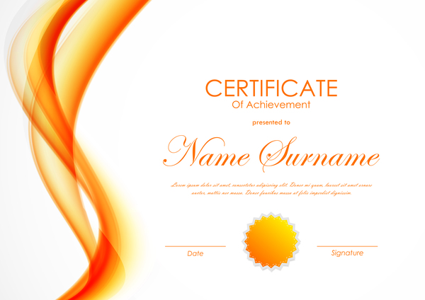 Yellow styles certificate template vector 04