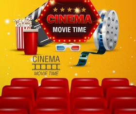 Yellow with red cinema poster template vectors