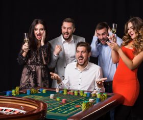 Young people playing roulette Stock Photo 08