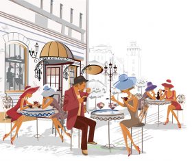 cafe side street vector
