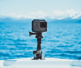 camera taking photo on sea Stock Photo