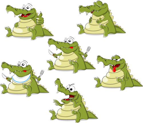 cartoon crocodile illustration vector 01