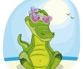 cartoon crocodile illustration vector 03