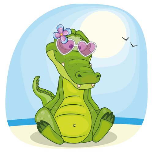 cartoon crocodile illustration vector 03