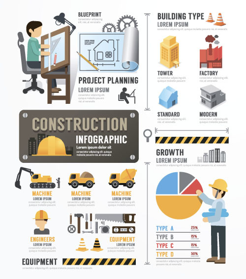 construction infographic template vector 01
