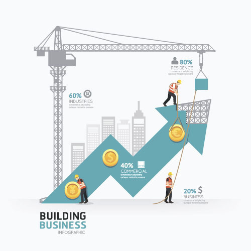 construction infographic template vector 04