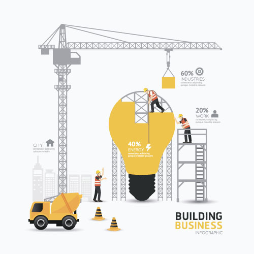 construction infographic template vector 06