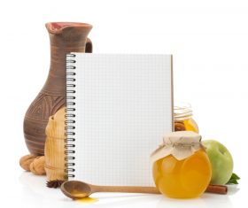 Cooking recipes book and food vector 01