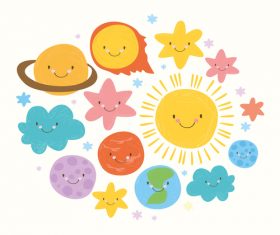 cute set solar system vector
