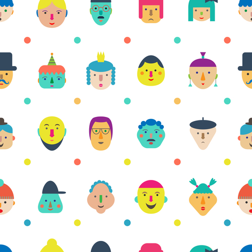faces seamless pattern vector 01