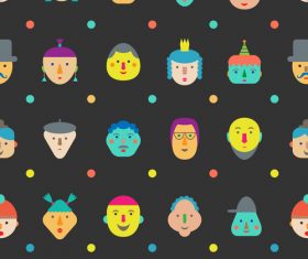 faces seamless pattern vector 02