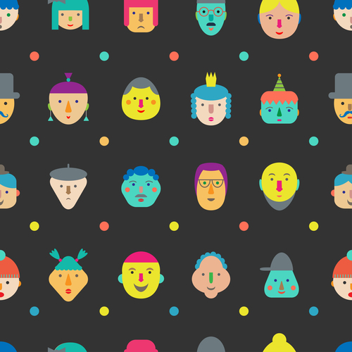 faces seamless pattern vector 02