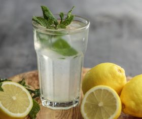 fresh lemon and cold cocktail Stock Photo