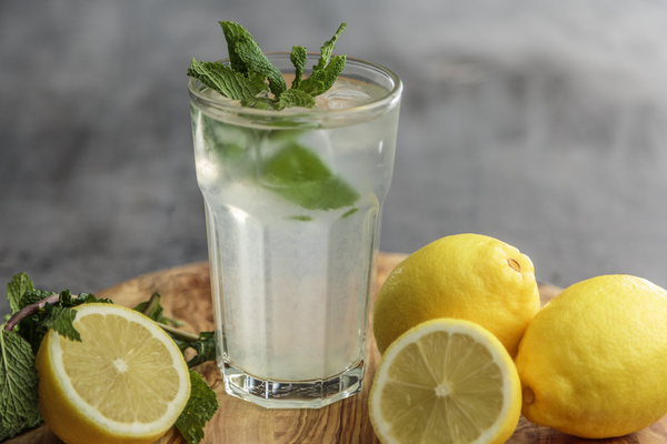 fresh lemon and cold cocktail Stock Photo
