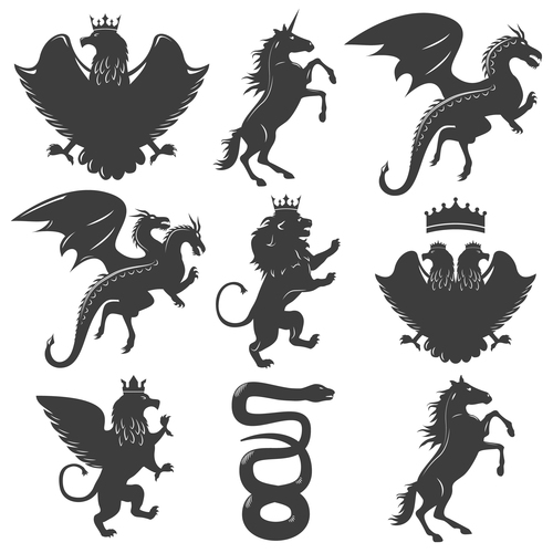 heraldry symbols design vector 01
