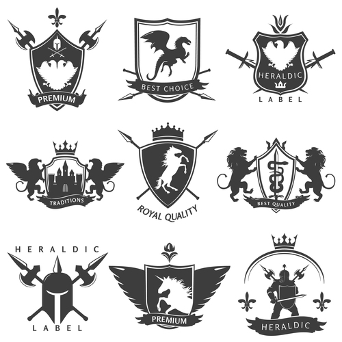 heraldry symbols design vector 02