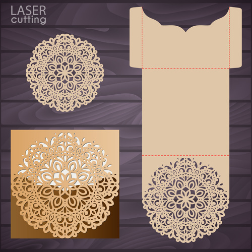 laser cutting floral decor design vector 05