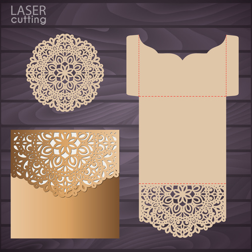 laser cutting floral decor design vector 06