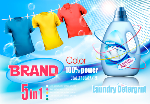 laundry detergent ad poster template vector 04