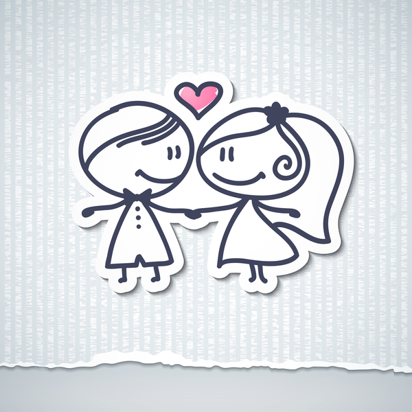 lovers sticker with papaer background vector