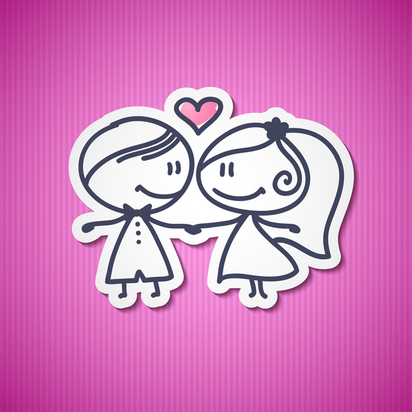 lovers sticker with pink background vector
