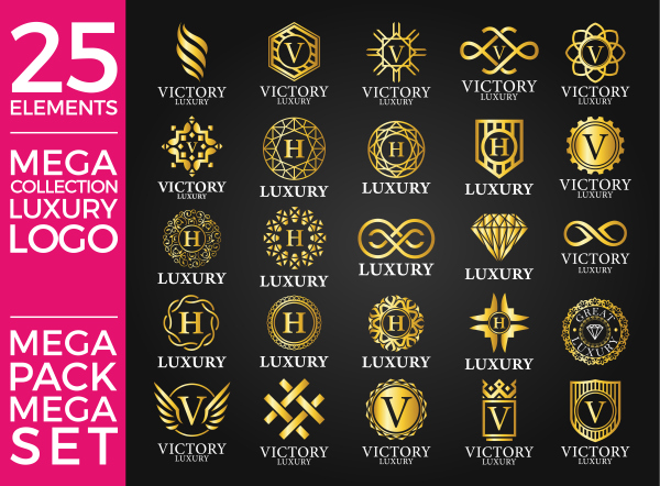 Collection Luxury Gold Logo - 25 elements vector