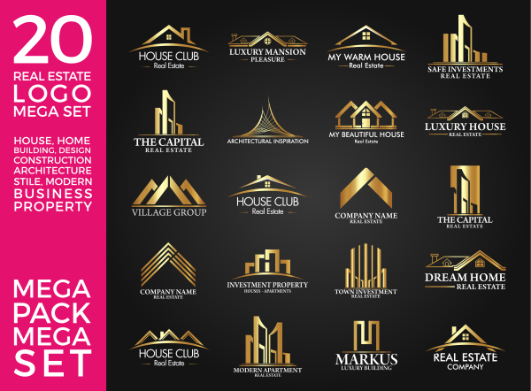 20 Real Estate Gold Logo vector