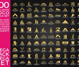 100 Real Estate Logo Gold Mega Set vector