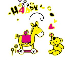 yellow wooden horse vector