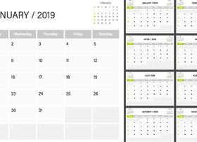 2019 calender blank template vector 01