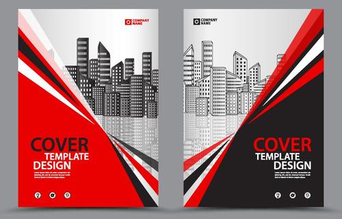 2019 company brochure cover red style vector
