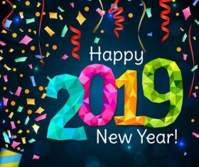 2019 new year background with confetti vector