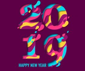 2019 new year text design with purple background vector