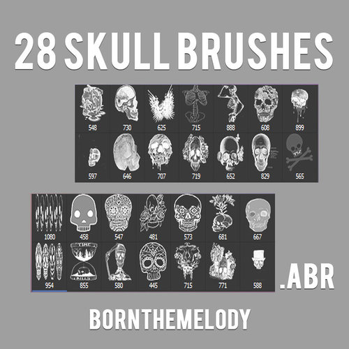 28 Kind Skull Photoshop Brushes