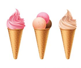 3 Kind Ice Cream Cones vector